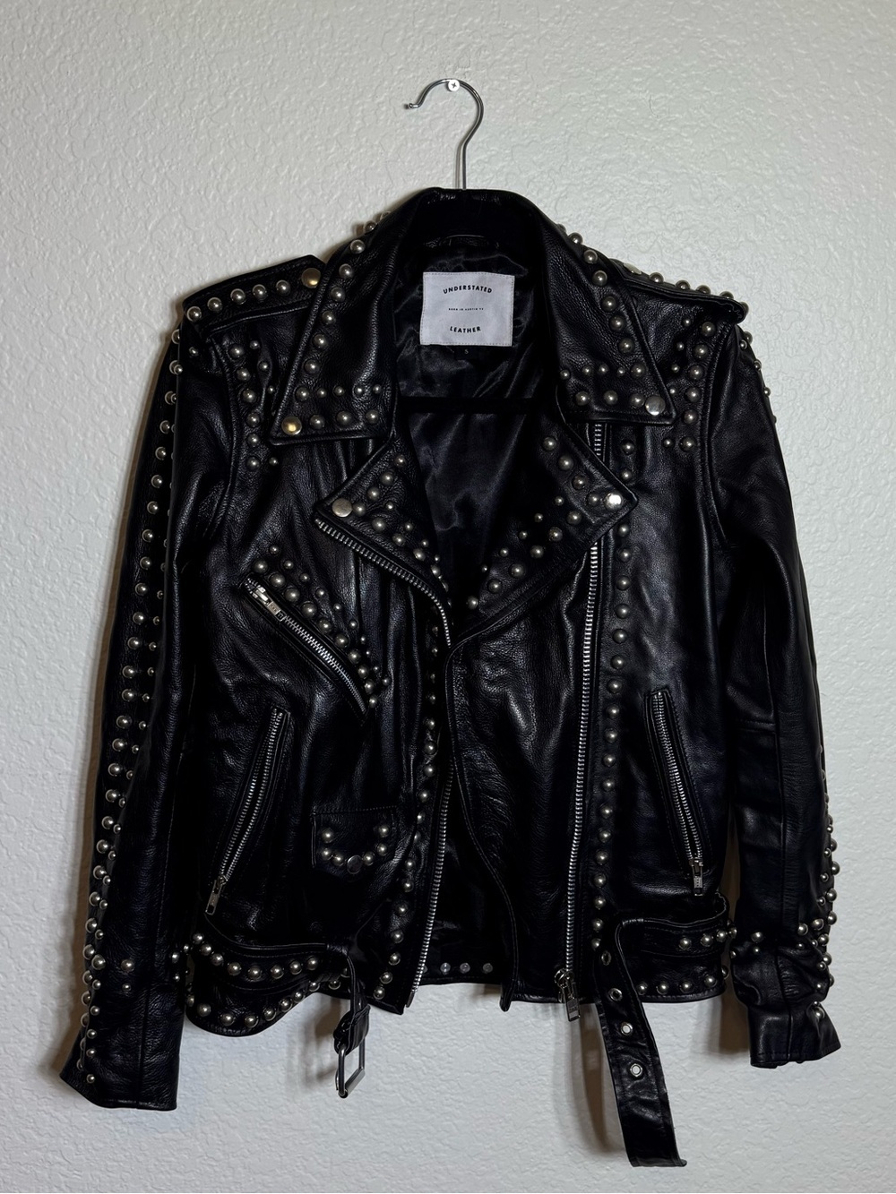 Understated Leather Western Dome Studded Jacket in Black - Picture 4 of 10